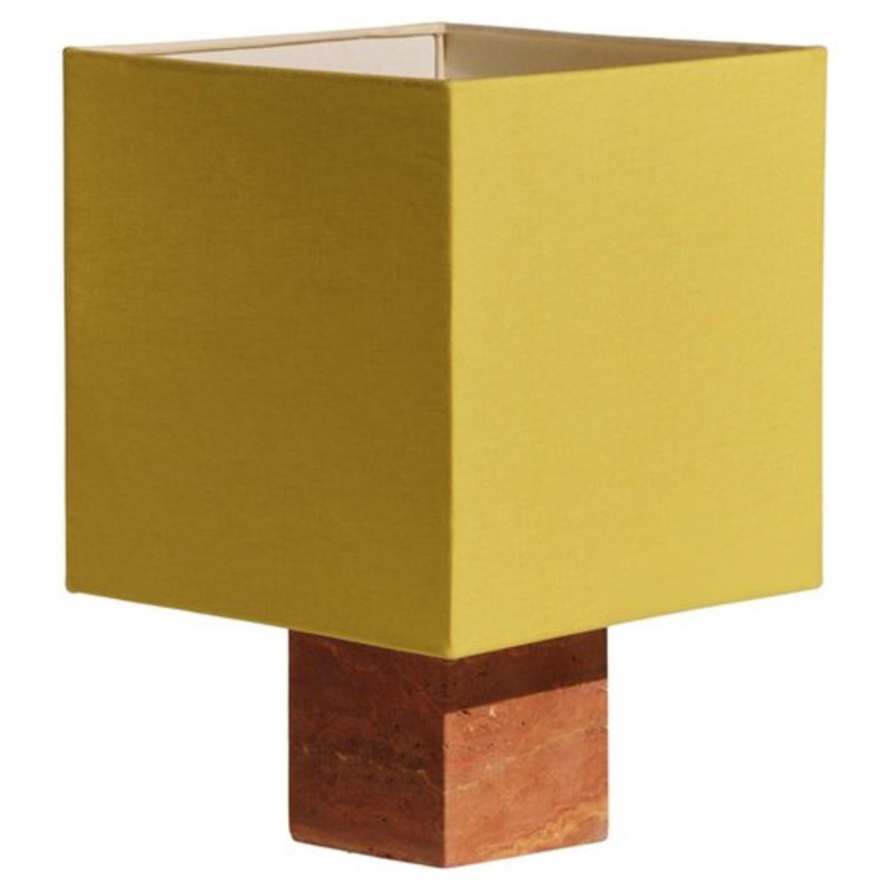 Red Travertine Medium Roma 1 Square Table Lamp by Nassi for sale at Pamono