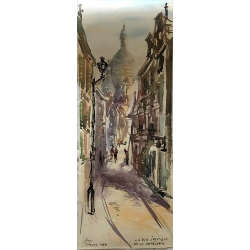 Sacre Coeur Paris La Rue S’Rustique, Watercolor for sale at Pamono