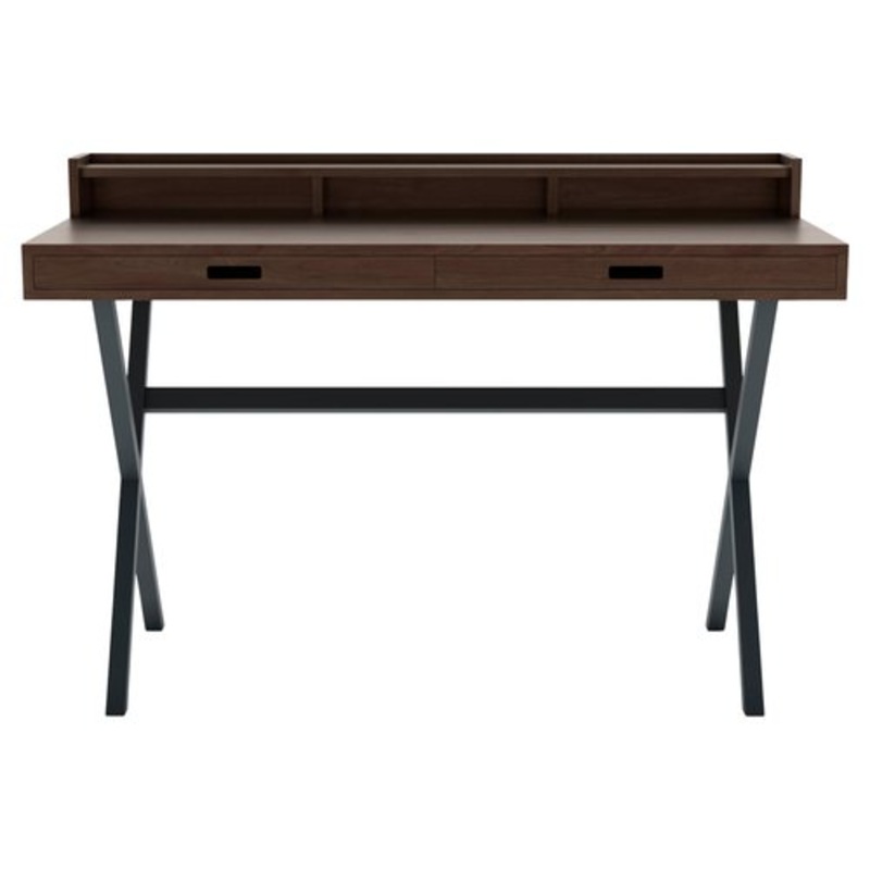 Slate Grey Metal Hyppolite Desk in Natural Walnut by Harto for sale at Pamono