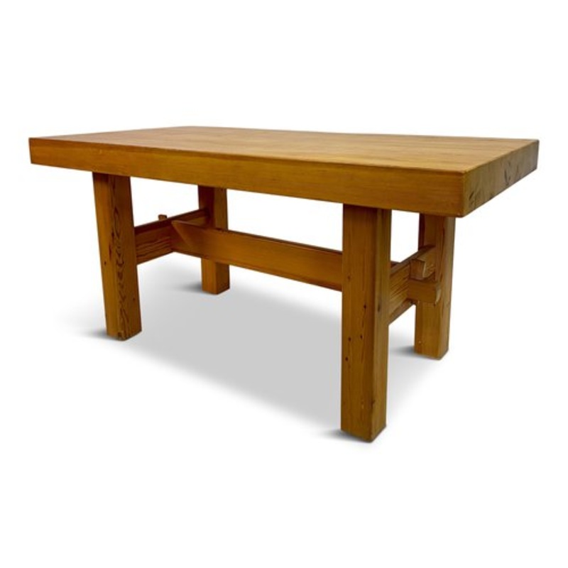 Swedish Chunky Pine Dining Table, 1970s for sale at Pamono