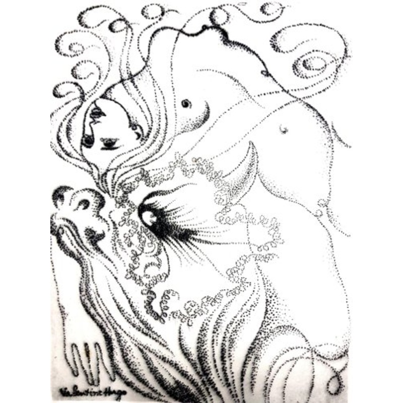 Valentine Hugo – Surrealist Woman – Original Etching 1946 for sale at Pamono