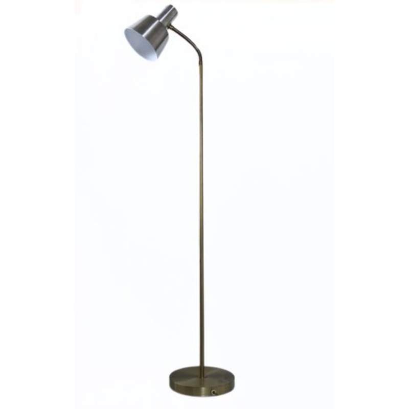 Vintage Brass and Metal Floor Lamp with Adjustable Arm from Ab Armaturhantverk Gothenburg, Sweden, 1960s for sale at Pamono