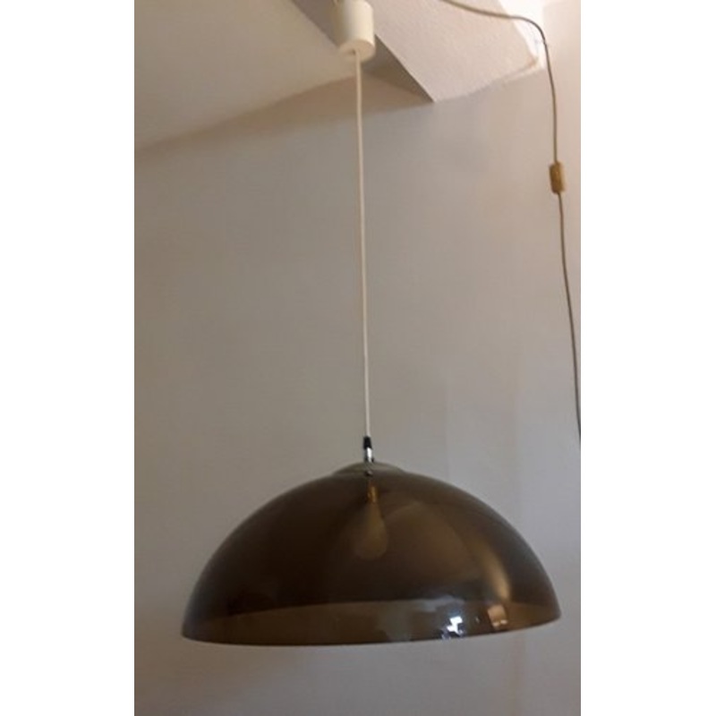 Vintage Ceiling Lamp with Brown Tinted Plastic Screen, 1970s for sale at Pamono