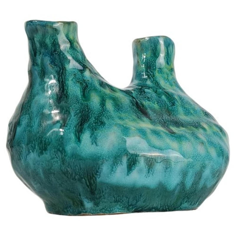 Vintage Handcrafted Majolica Multiple Openings Vase in Hurt Shape, 1981 for sale at Pamono