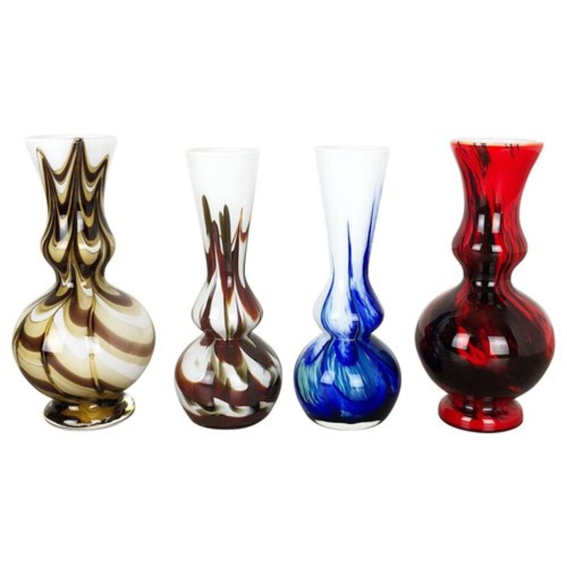 Vintage Multicolored Opaline Florence Vases, Italy, 1970s, Set of 4 for sale at Pamono