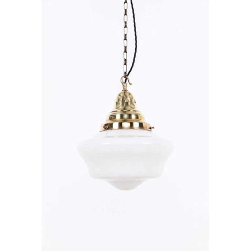 Antique Church Pendant Light in Opaline Glass for sale at Pamono