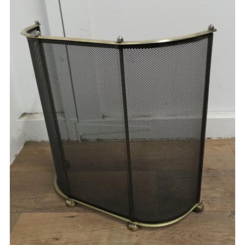 Curved Brass and Iron Nursery Fire Guard, 1960s for sale at Pamono