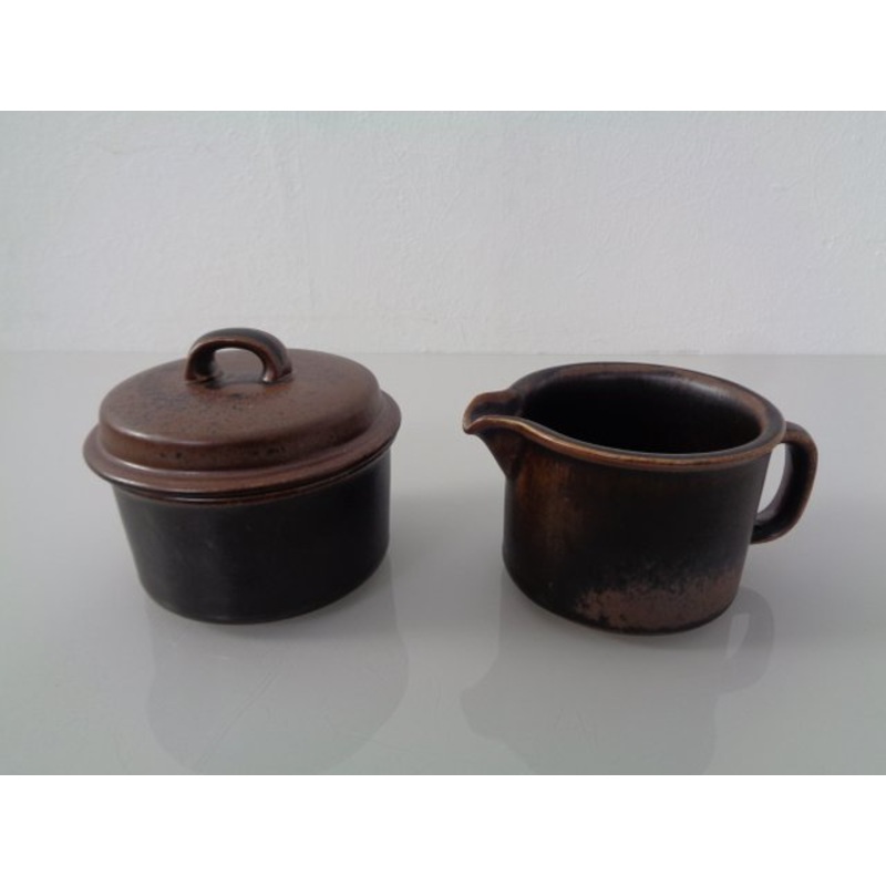 Finnish Ruska Milk Jug and Sugar Pot by Ulla Procope for Arabia, 1960s, Set of 2 for sale at Pamono