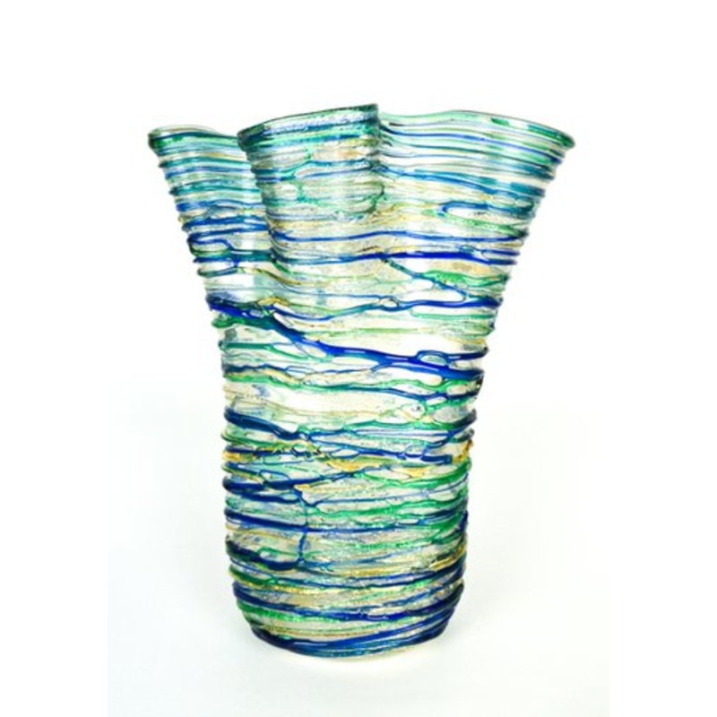 Green Sea Water Blown Murano Glass Vase from Made Murano Glass for sale at Pamono