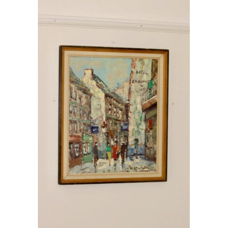 Hendrik Cornelis Kranenburg, Street View in Paris, 1960s, Oil on Panel, Framed for sale at Pamono