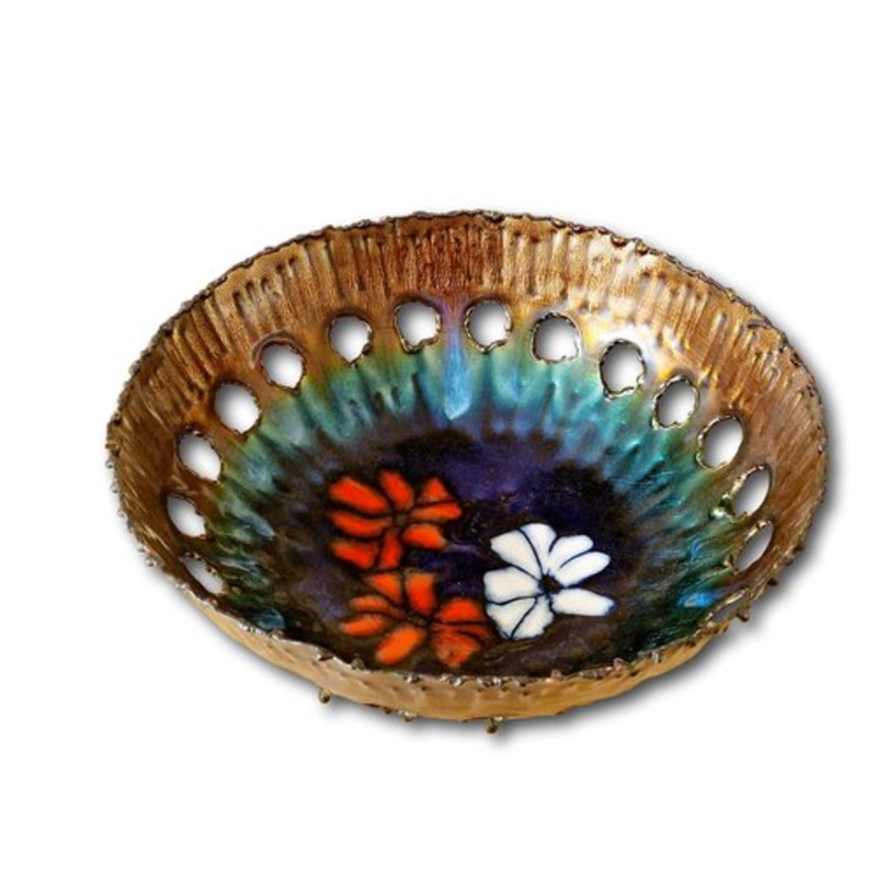 Italian Enameled Fruit Bowl by Laurana Pesaro, 1960s for sale at Pamono