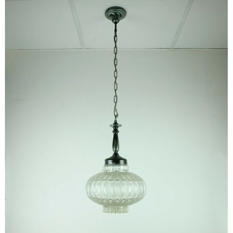 Mid-Century Metal, Bubble & Satin Glass Suspension Lamp, 1960s for sale at Pamono