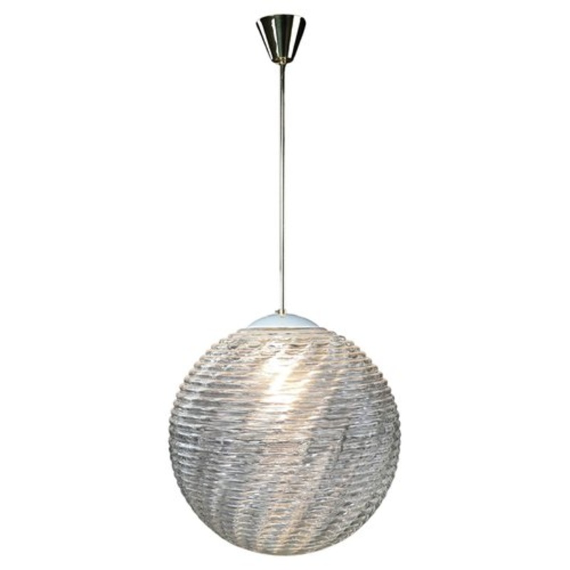 Mid-Century Modern Brass and Pattern Glass Pendant, Prague, 1960s for sale at Pamono