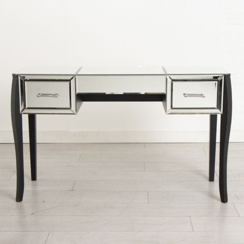 Mirrored Console Table on Ebony Serpentine Legs by Laura Ashley, 1990s for sale at Pamono