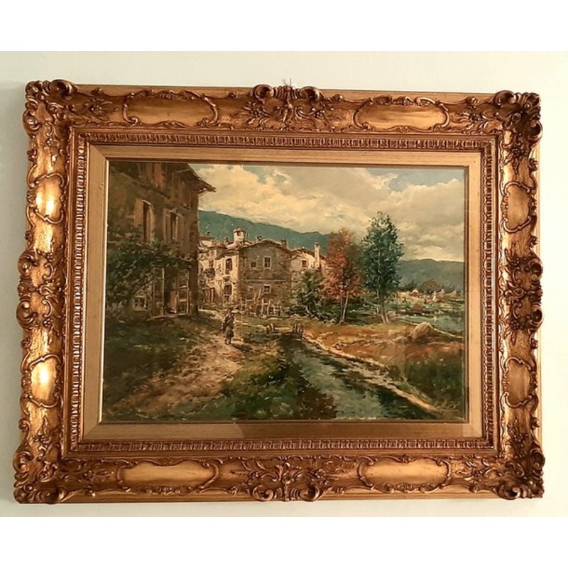 Pietro Virgilio Lietti, Rural Landscape, 1970, Oil on Canvas, Framed for sale at Pamono
