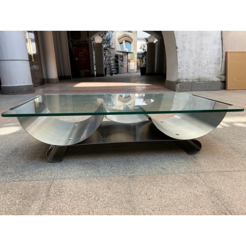 Stainless Steel and Glass Coffee Table by Franois Monnet for Kappa, 1970s for sale at Pamono