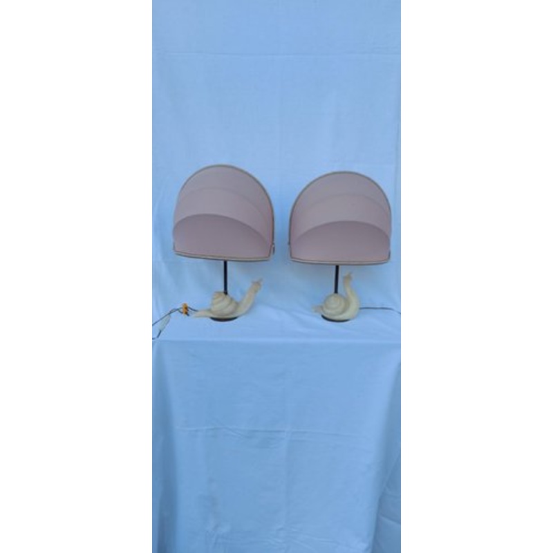 Vintage Alabaster Table Lamps with Snail Design, Set of 2 for sale at Pamono