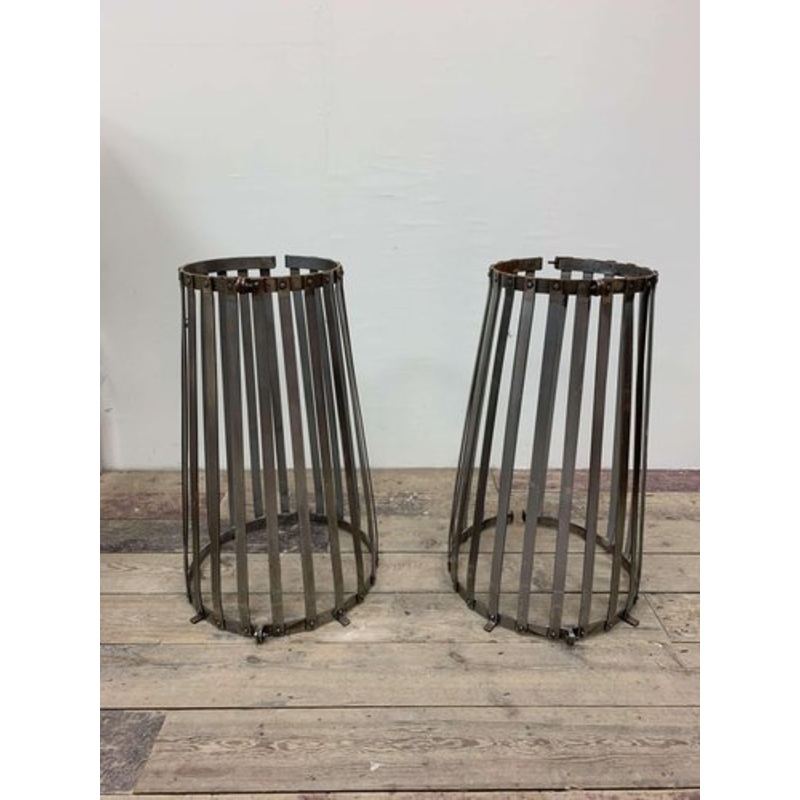 Vintage French Polished Metal Tree Guards, 1920s, Set of 2 for sale at Pamono