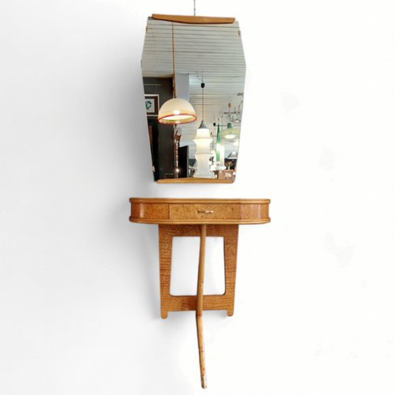 Wall Console with Mirror, Italy, 1950s for sale at Pamono
