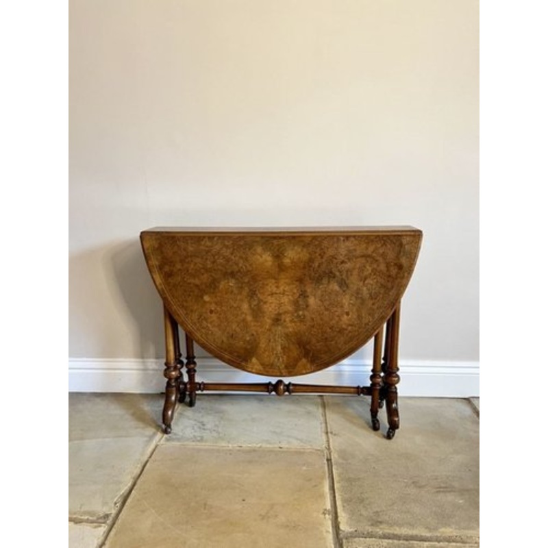 Antique Victorian Burr Walnut Inlaid Sutherland Table, 1880 for sale at Pamono