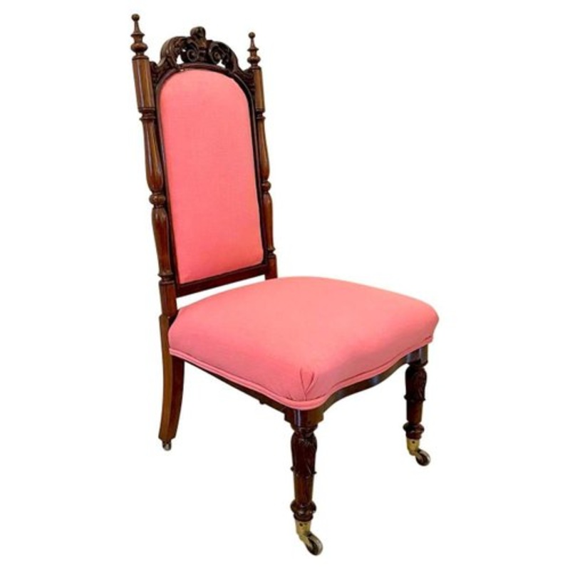 Antique Victorian Carved Walnut Ladies Chair for sale at Pamono