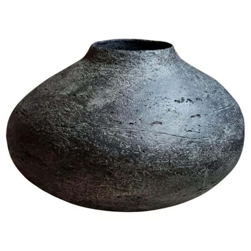 Black Stoneware Chytra Vase by Elena Vasilantonaki for sale at Pamono