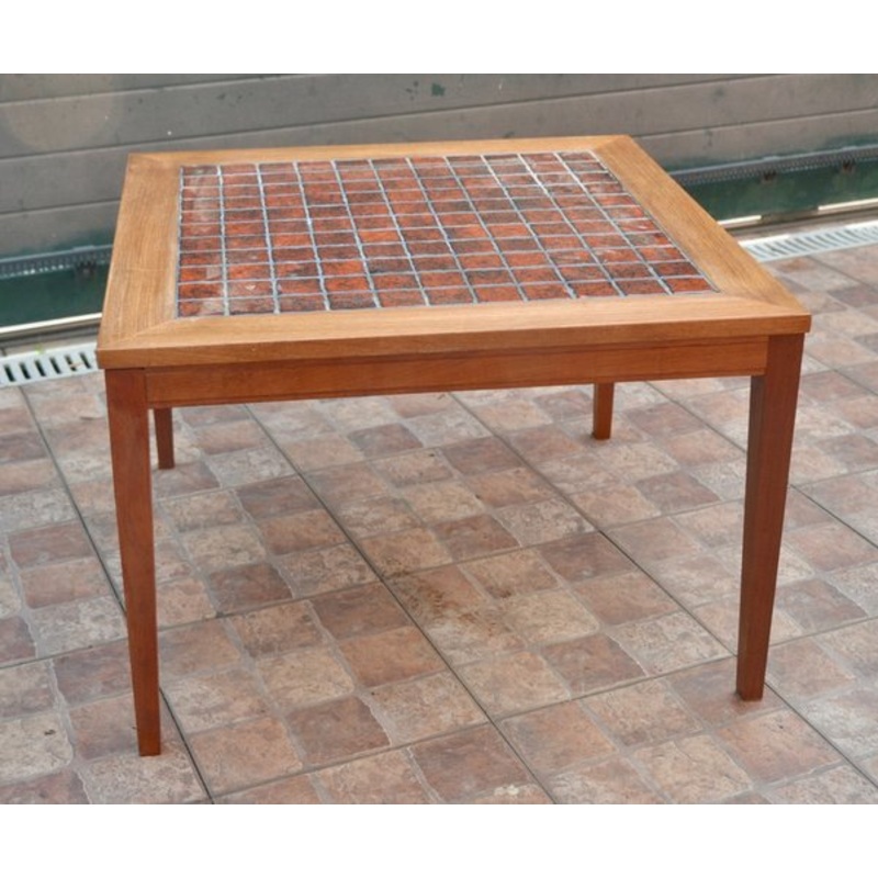 Danish Auxiliary Table in Teak and Tile, 1960s for sale at Pamono