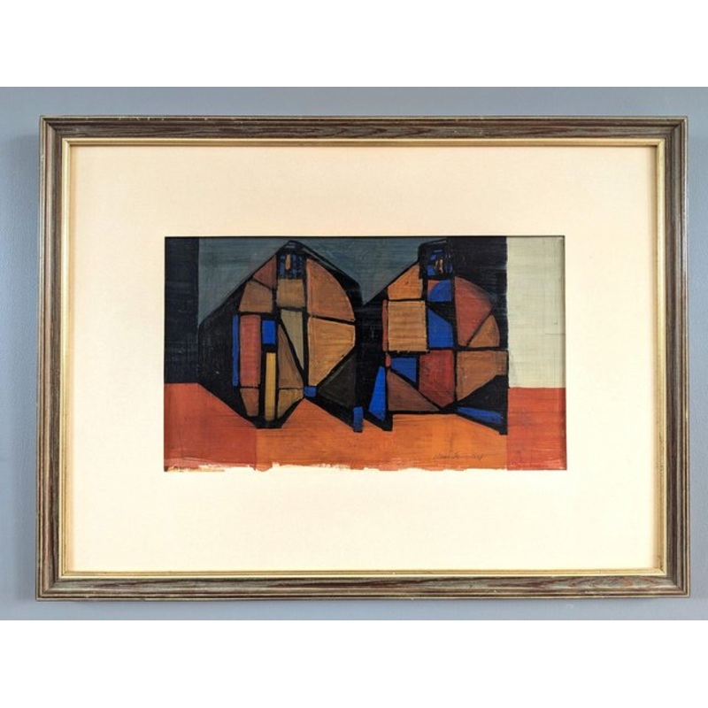 Fragmented Dwellings, 1950s, Oil on Paper, Framed for sale at Pamono