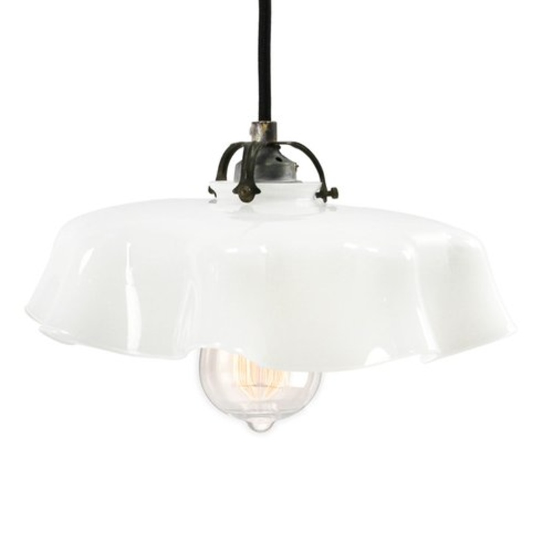 French White Opaline Glass Pendant Lamp for sale at Pamono