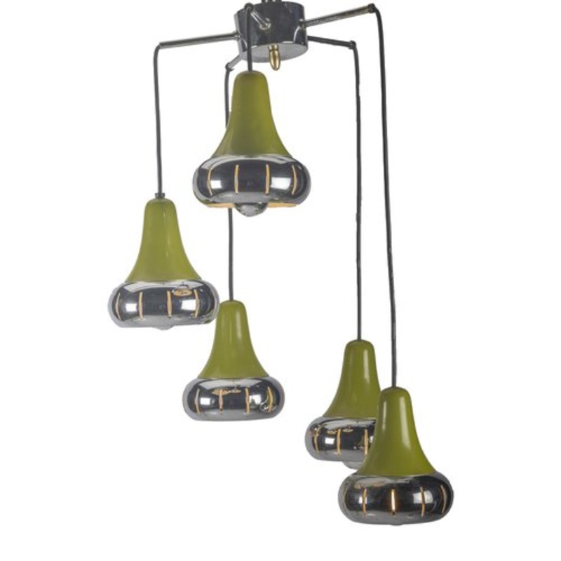 Green Cascade Pendant Lamp in Chrome for sale at Pamono