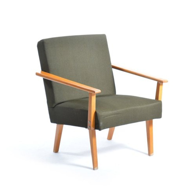 Green Fabric and Beech Armchair from Jitona, 1960s for sale at Pamono