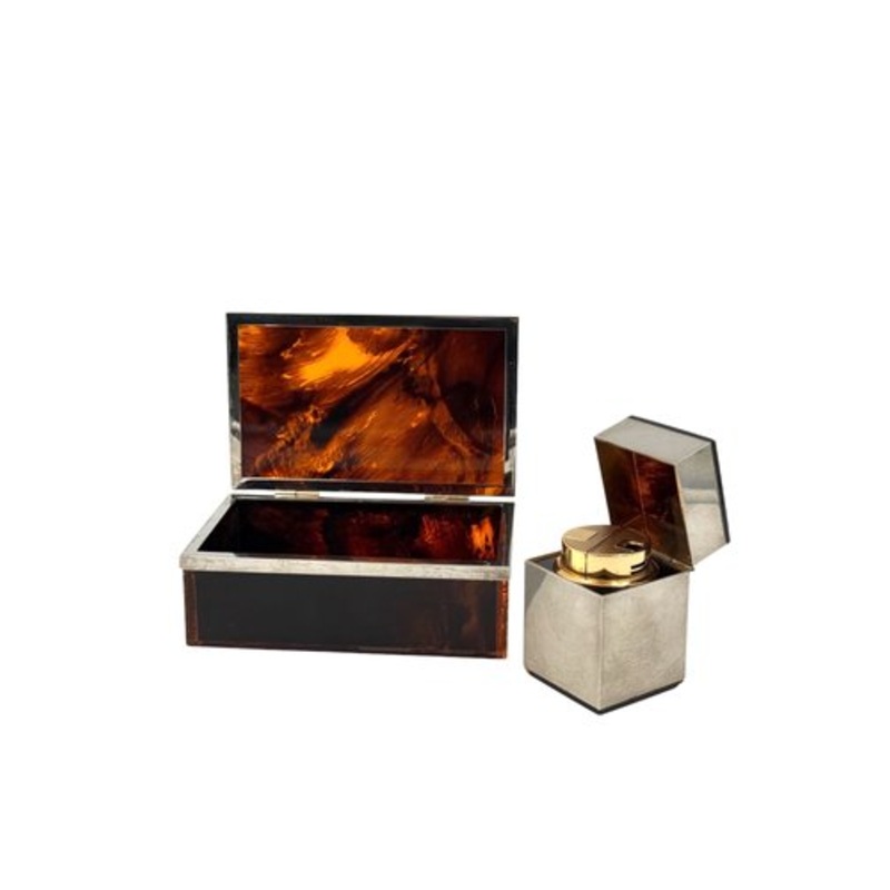 Hollywood Regency Smoking Set, Italy, 1970s, Set of 2 for sale at Pamono