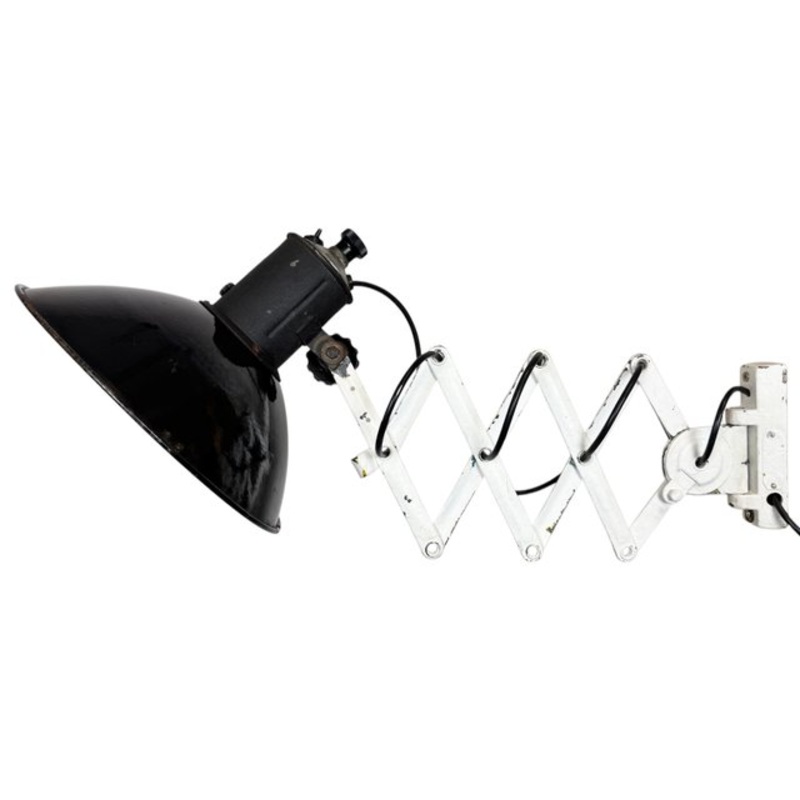 Industrial Black Enamel Scissor Wall Lamp, 1950s for sale at Pamono-CGF-2157931