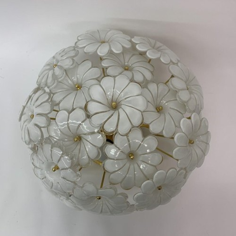 Italian Murano Glass Flower Ceiling Lamp, 1970s for sale at Pamono