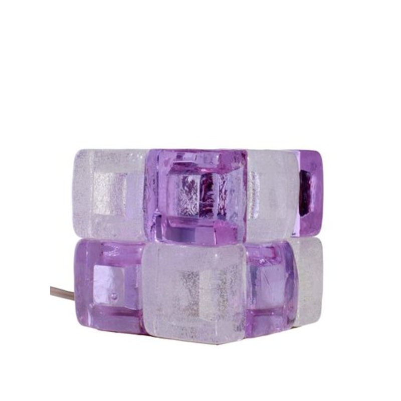 Italian Space Age Cube Glass Table Lamp by Albano Poli for Poliarte, 1970s for sale at Pamono