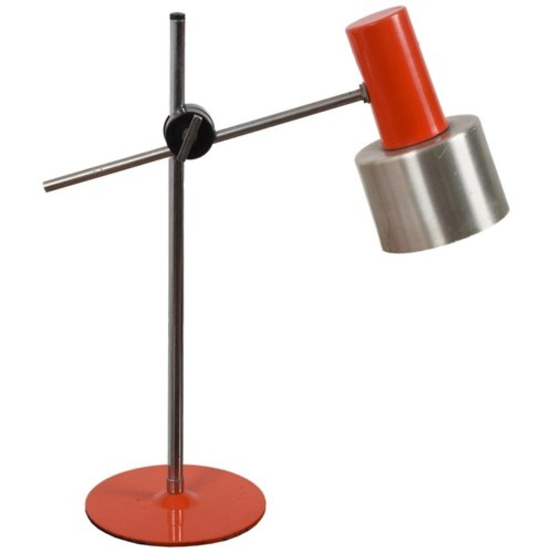 Mid-Century Adjustable Orange Metal and Aluminum Table Lamp by Bruno Gatta for Stilnovo, 1960s for sale at Pamono