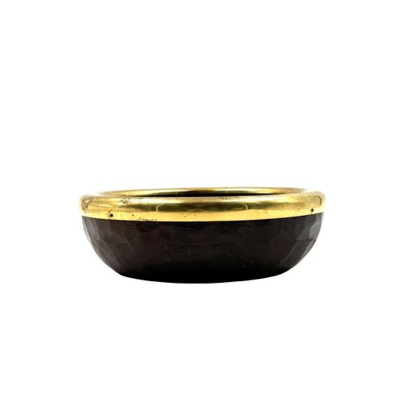 Mid-Century Brass and Wood Bowl, Italy, 1970s for sale at Pamono