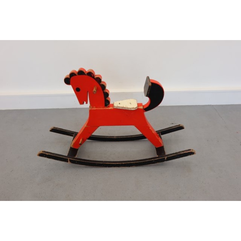 Mid-Century Wooden Rocking Horse for sale at Pamono