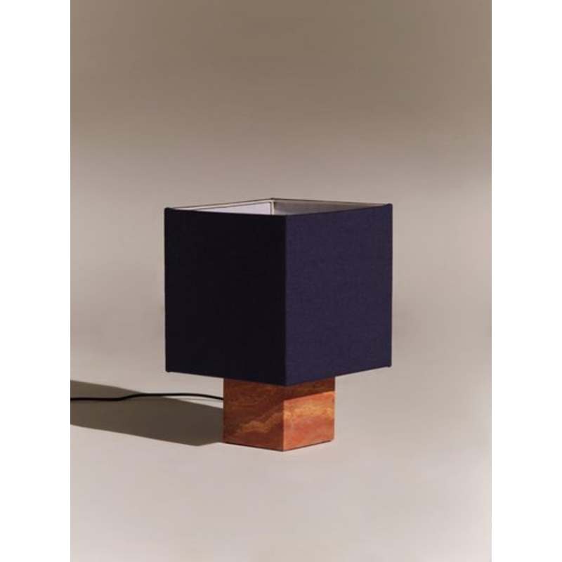 Red Travertine Small Roma 1 Square Table Lamp by Nassi for sale at Pamono