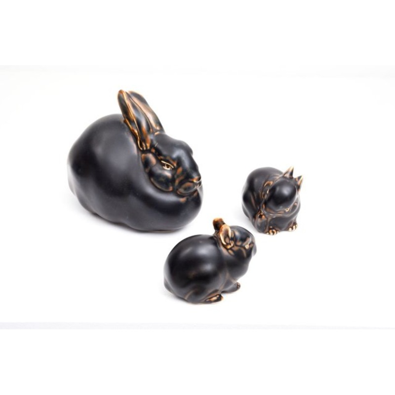 Stoneware Rabbits by Knud Kyhn for Royal Copenhagen, 1960s, Set of 3 for sale at Pamono