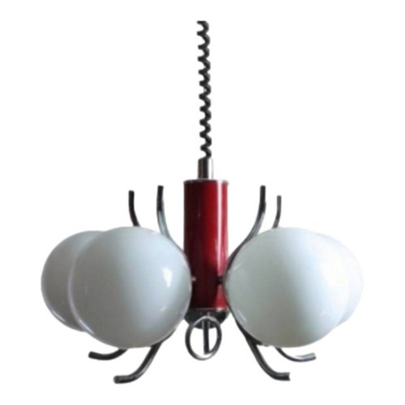 Vintage Chandelier in Glass & Metal for sale at Pamono