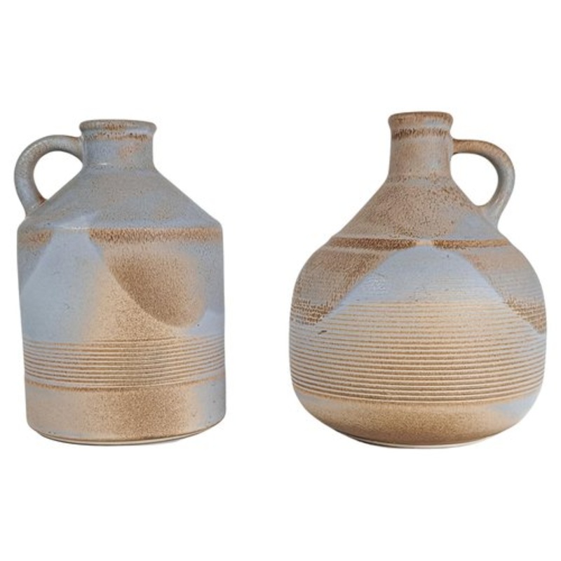 Vintage Italian Vases in Rough Ceramic by Bucci, 1970s, Set of 2 for sale at Pamono
