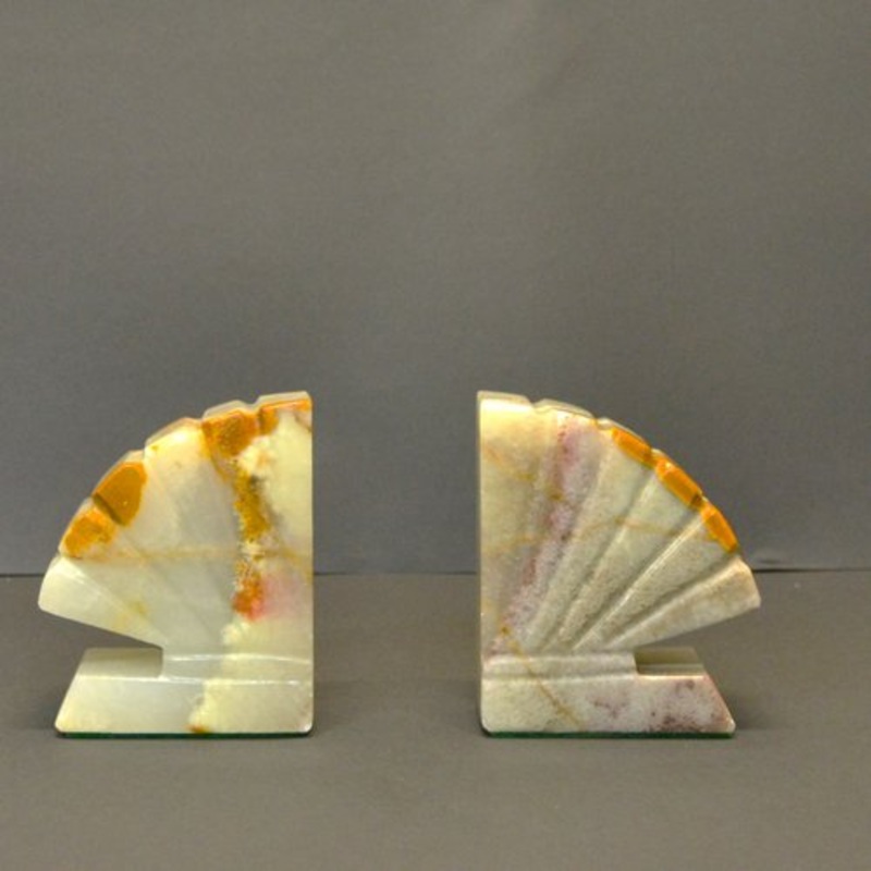 Art Deco Minmalistic Stone Bookends, 1920s, Set of 2 for sale at Pamono