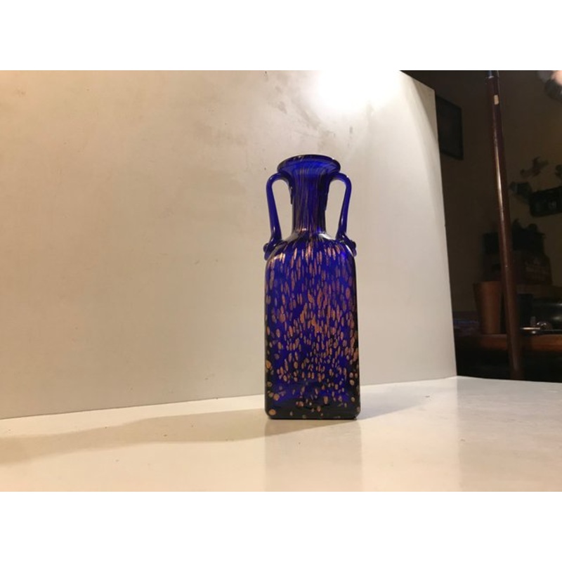 Blue Crystal Vase with Rose Gold Speckles from Joska, 1970s for sale at Pamono