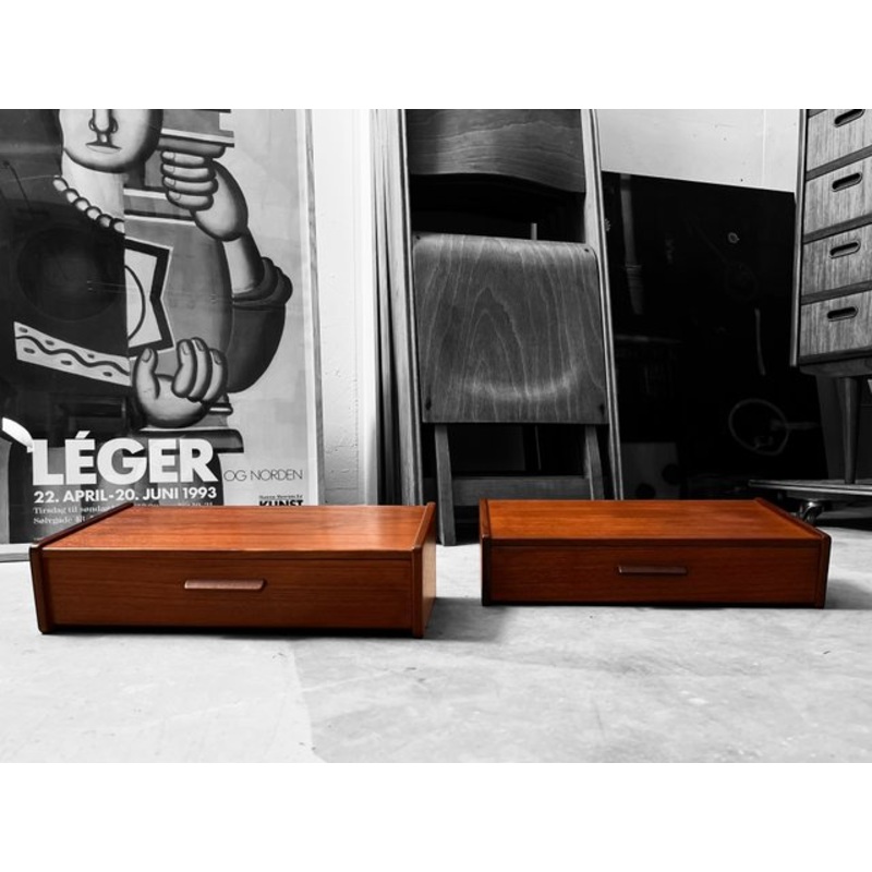 Danish Wall Mounted Teak Nightstands by Poul M. Volther, Set of 2 for sale at Pamono