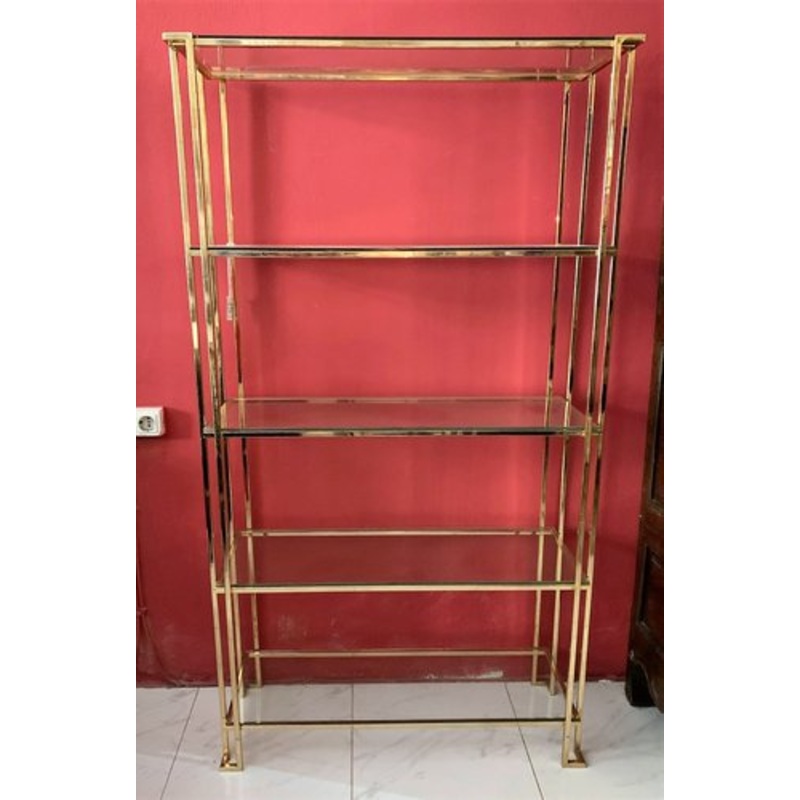Gold Metal Shelf by Guy Lefevre, 1980s for sale at Pamono