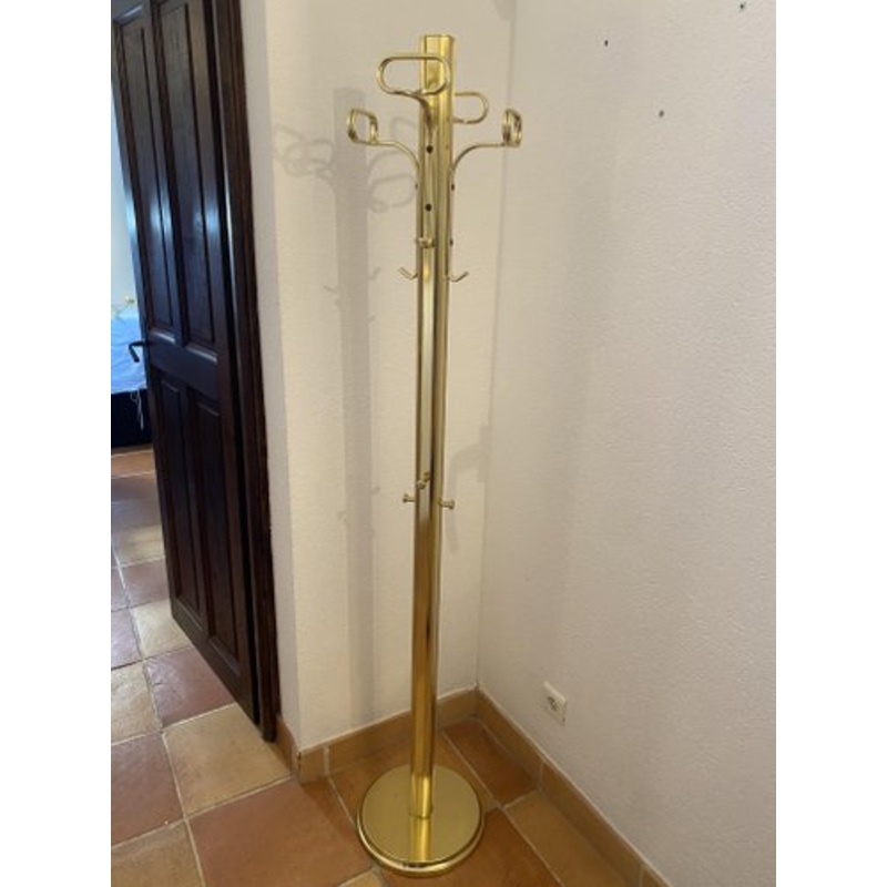 Hollywood Regency Golden Freestanding Coat Rack for sale at Pamono