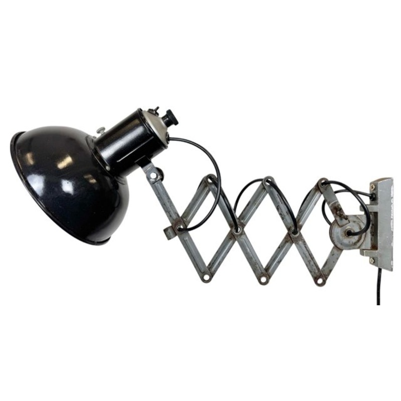 Industrial Black Enamel Scissor Wall Lamp, 1950s for sale at Pamono-CGF-2157947