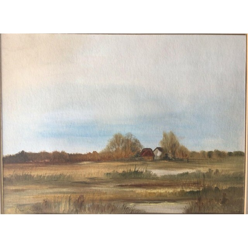 Josi Neuberger, Thatched Farmhouse, 1982, Mixed Media for sale at Pamono