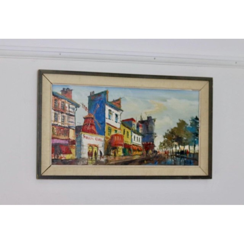 K. Isakson, Moulin Rouge in Paris, 1970s, Oil on Canvas, Framed for sale at Pamono